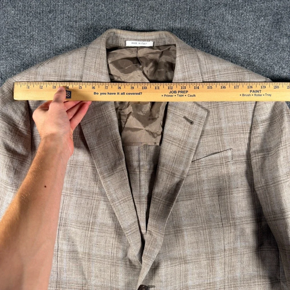 Armani Collezioni Glen Check Linen Blazer Jacket Size 46R Made In Italy